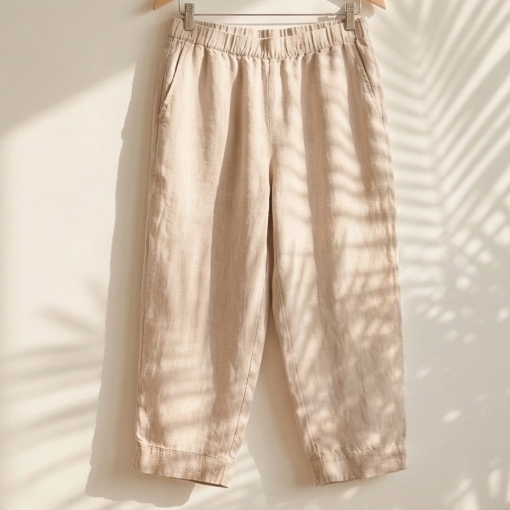 J. JILL Pure Jill Linen Cropped Pants Womens 3X Elastic Waist Casual Pockets - Picture 2 of 10